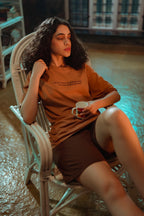 FROM EAST |  Brown and beige Co-ord Set – 100% Heat-Treated Cotton From East