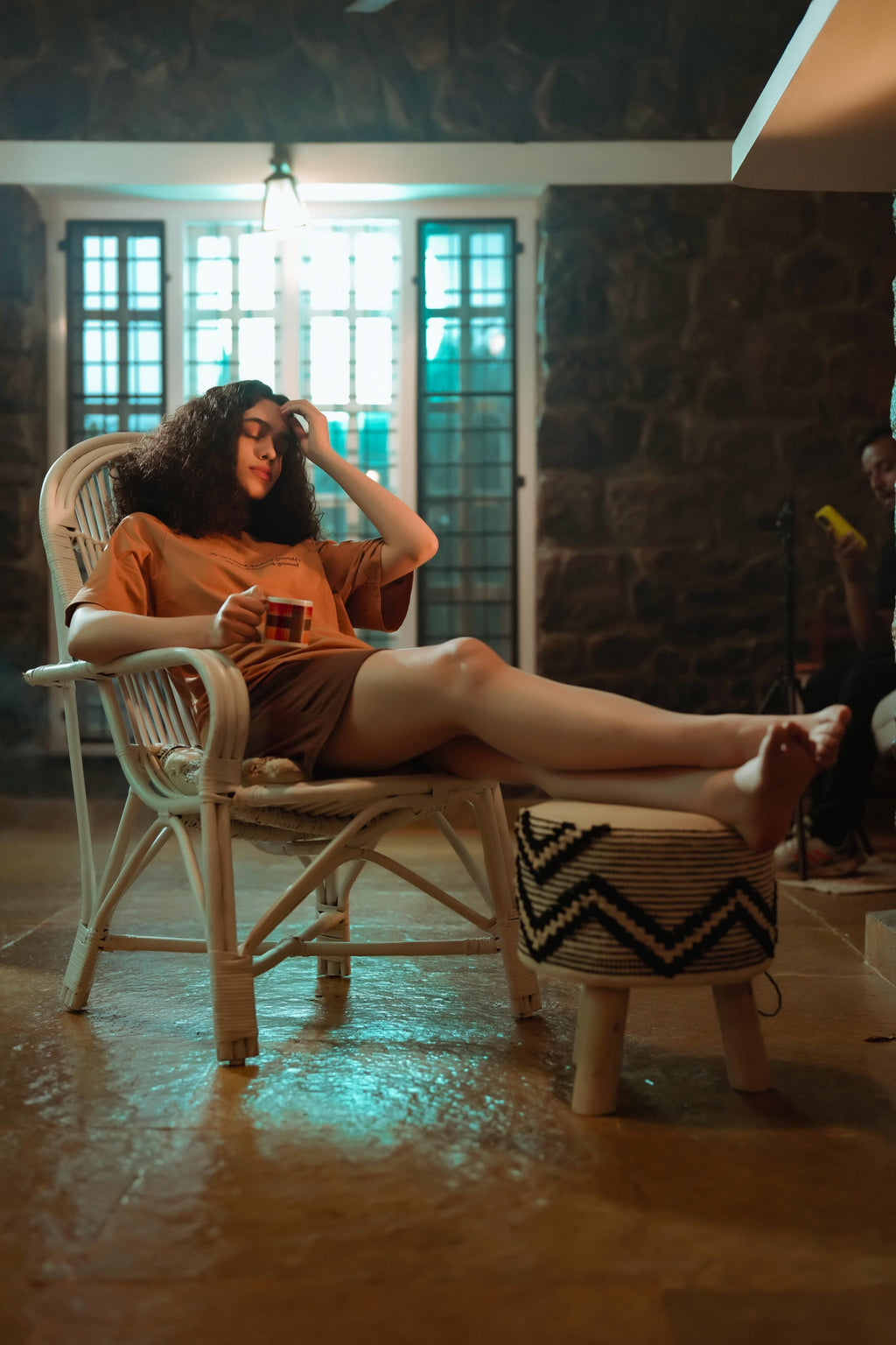 FROM EAST |  Brown and beige Co-ord Set – 100% Heat-Treated Cotton From East