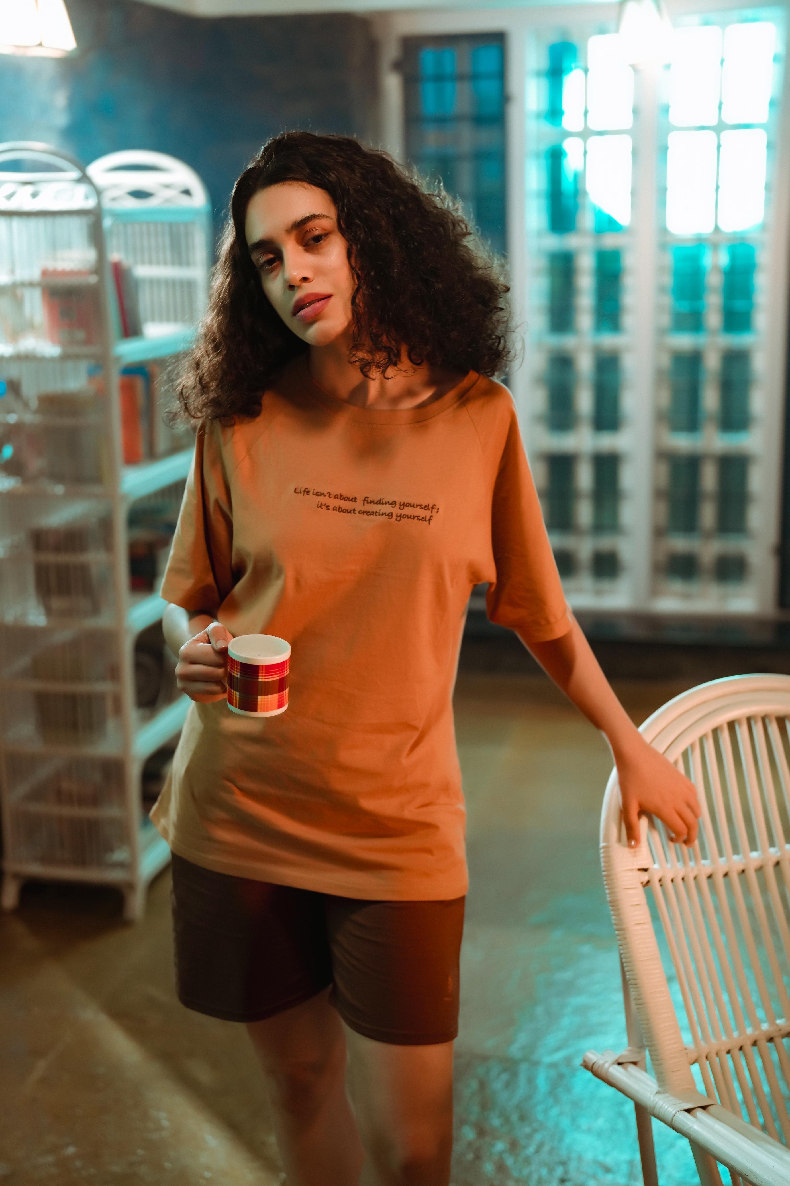 FROM EAST |  Brown and beige Co-ord Set – 100% Heat-Treated Cotton From East