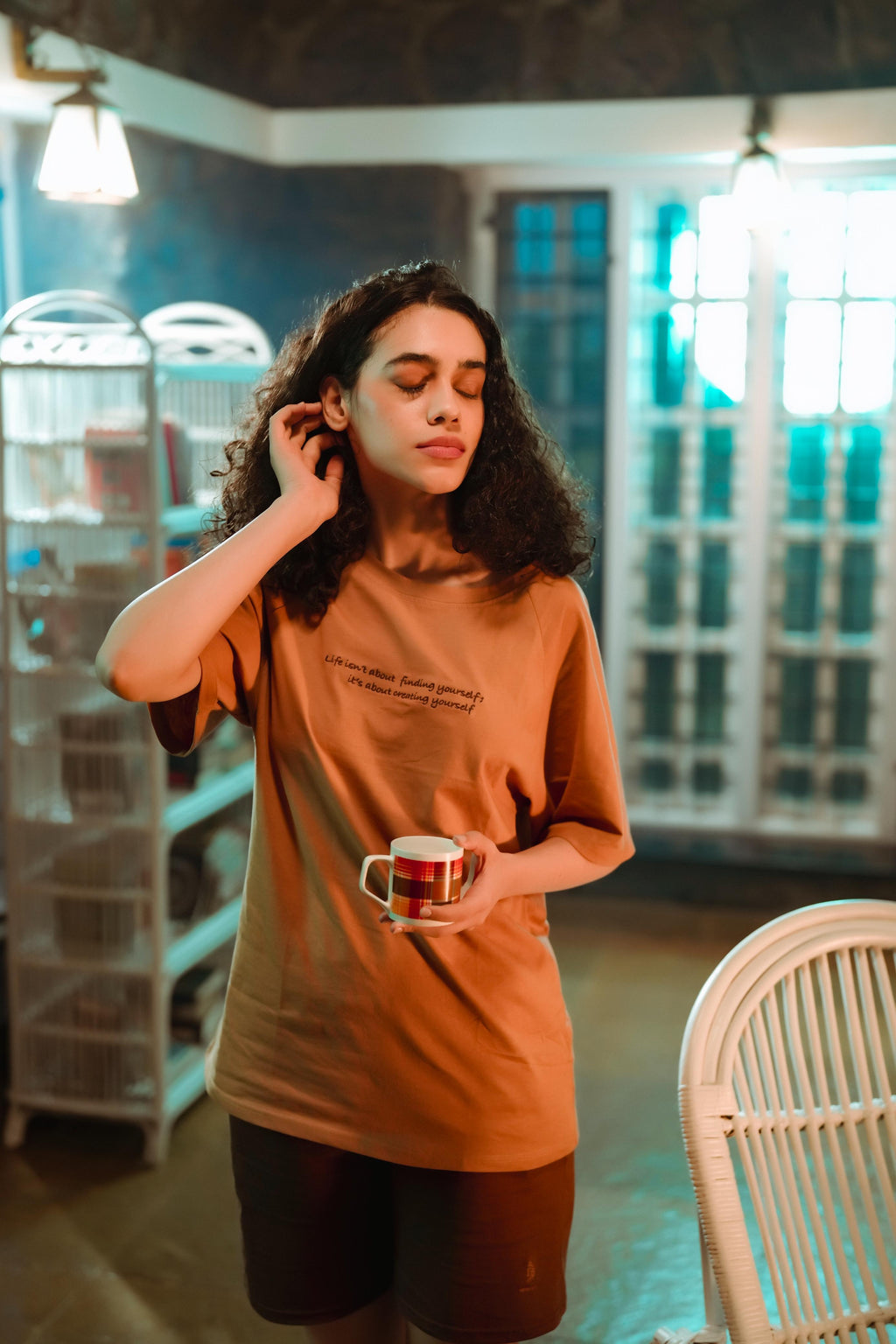 FROM EAST |  Brown and beige Co-ord Set – 100% Heat-Treated Cotton From East